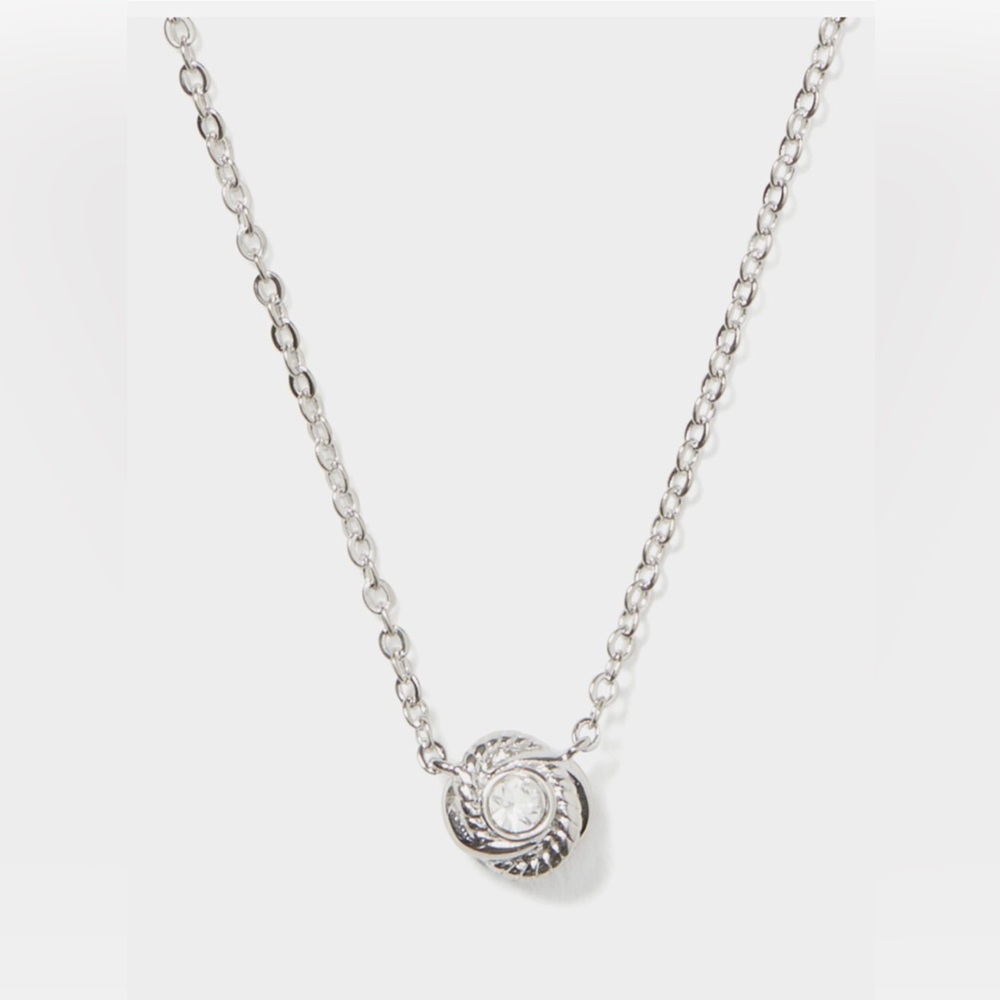 KATE SPADE Infinity & Beyond Knot Mini Necklace Clear/Silver